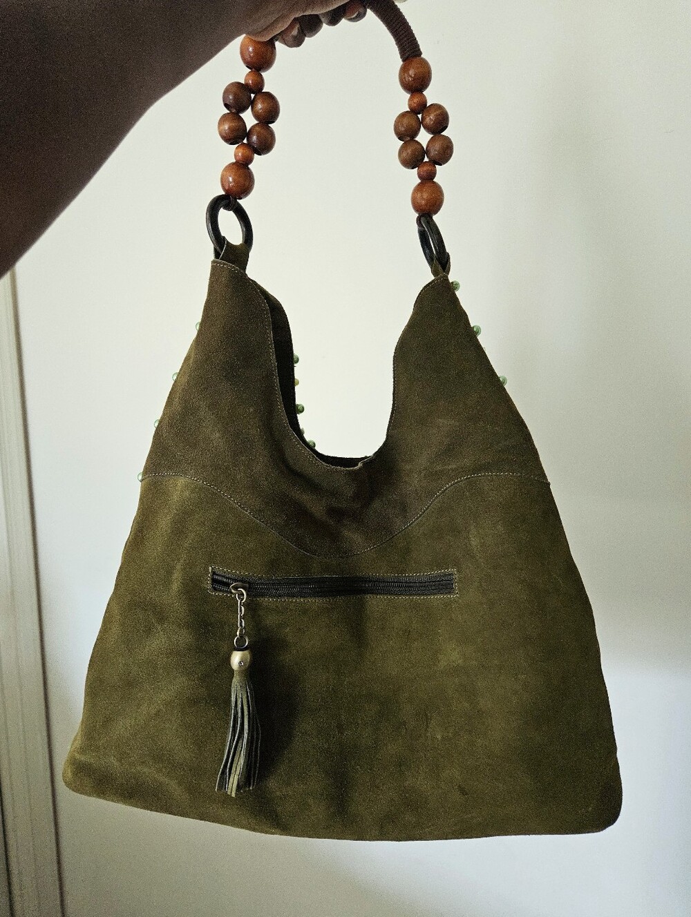 Beaded Fairy Faux Suede Hobo Shoulder Bag - Picture 2 of 2